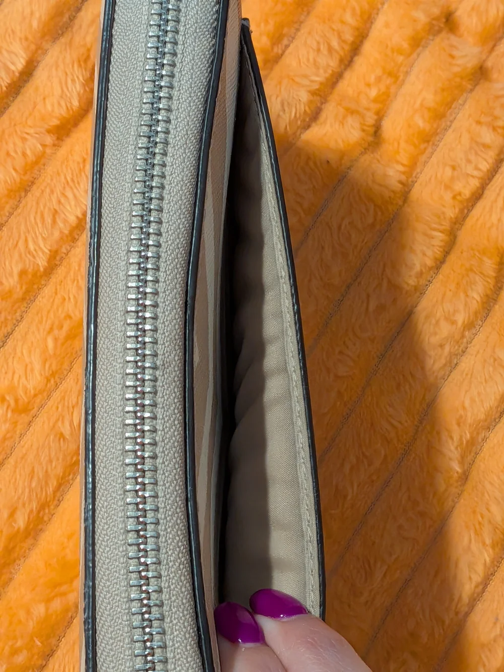 Coach Zebra Print Zip Around Wallet in Beige and Cream - Picture 8 of 15